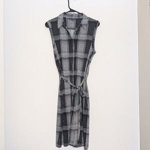 Brooks Brothers Petites Plaid Jersey Button Down‎ Black Grey Large